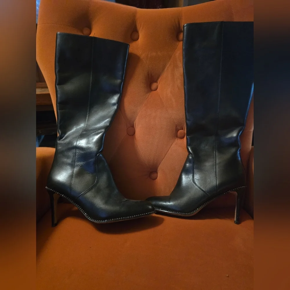 Coach Remi Chain Trim Knee-High Boots Size 7